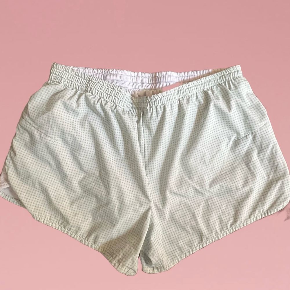 Jadelynn Brooke Green and White seersucker athletic Shorts